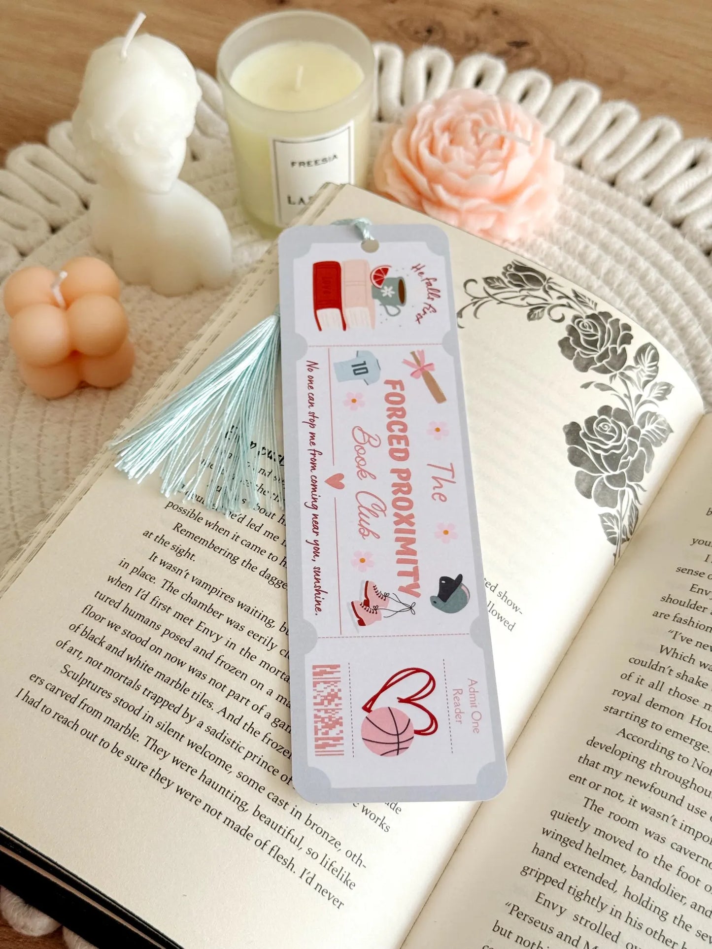 Forced Proximity Book Club Ticket Bookmark with Tassel