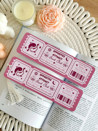Opposites Attract Book Club Ticket Bookmark with Tassel