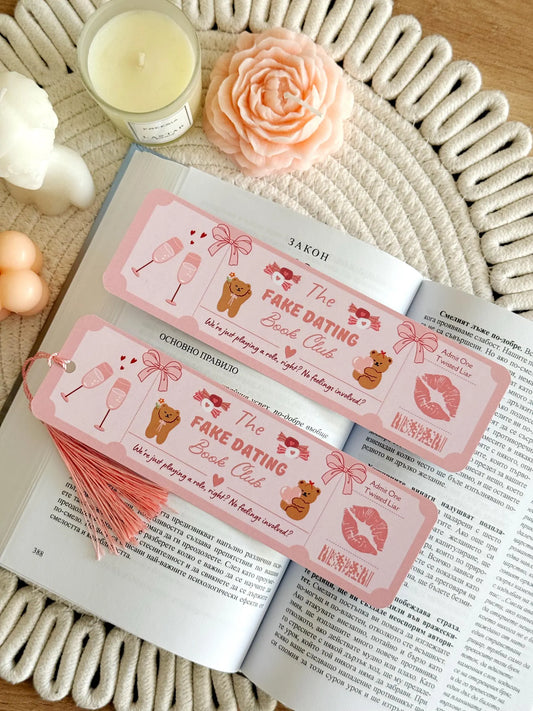Fake Dating Book Club Ticket Bookmark with Tassel