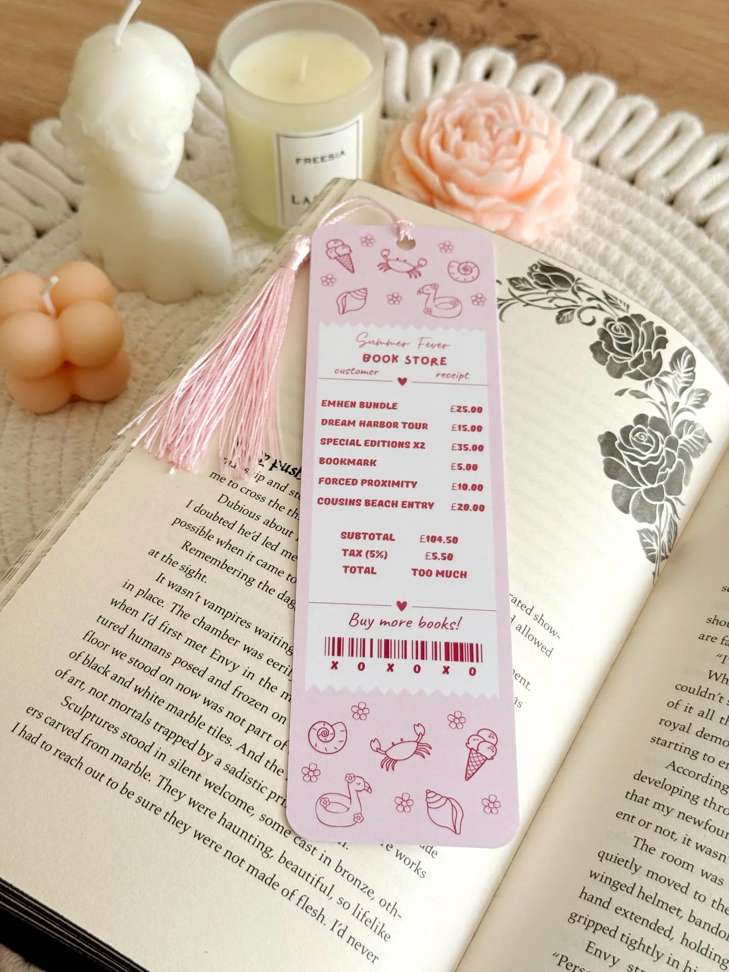 Summer Bookshop Receipt Bookmark with Tassel