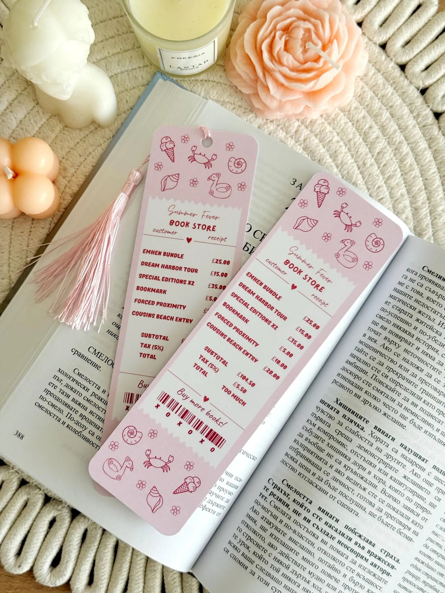 Summer Bookshop Receipt Bookmark with Tassel