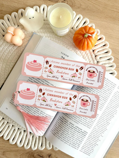 Cinnamon Bun Book Club Ticket Bookmark with Tassel