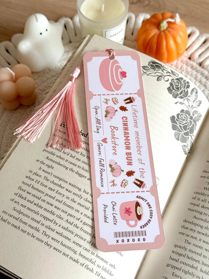 Cinnamon Bun Book Club Ticket Bookmark with Tassel