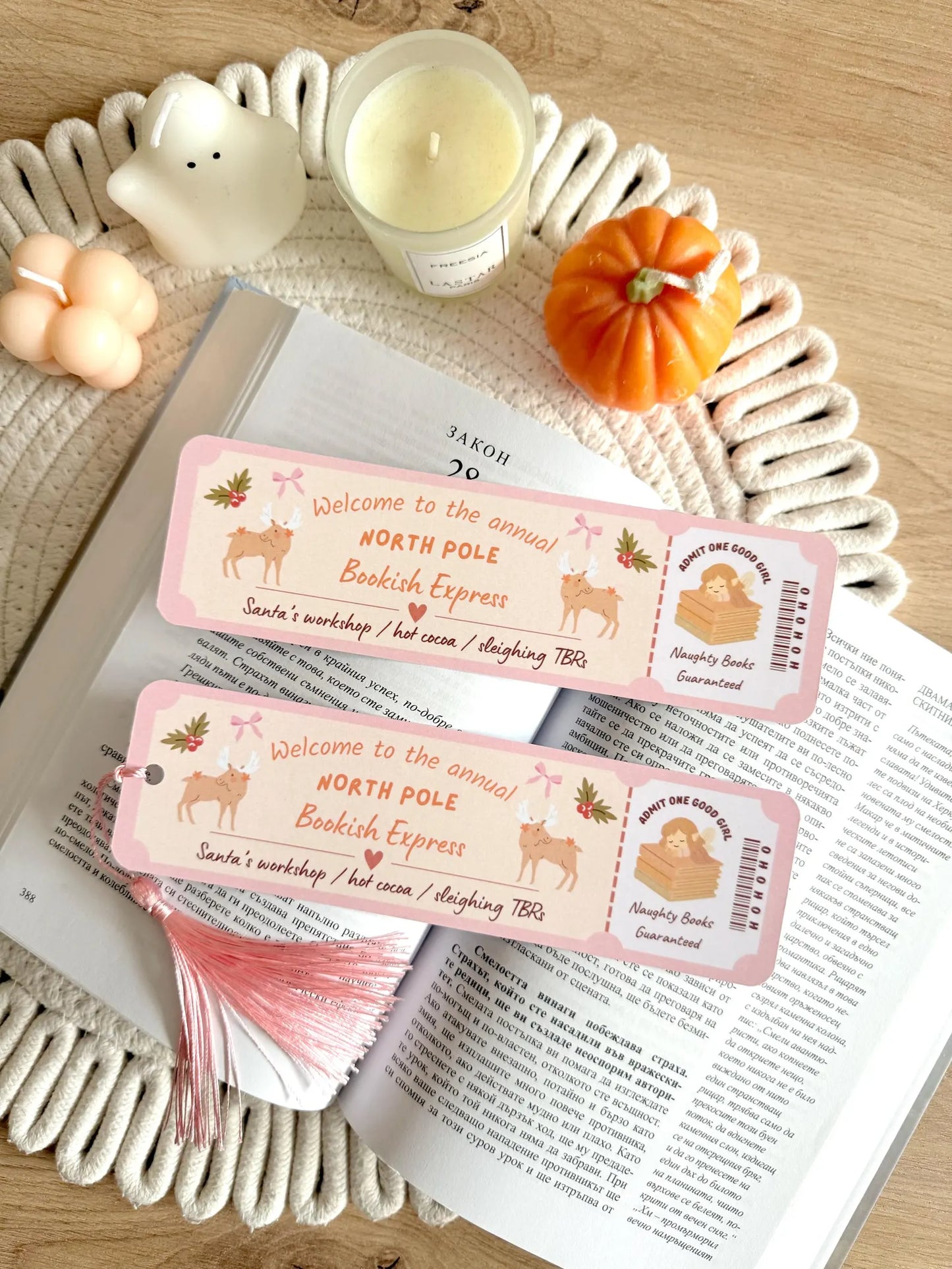 North Pole Book Club Ticket Bookmark with Tassel