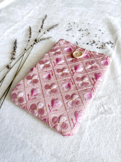 Embroidered Pink Daisy E-Reader Sleeve