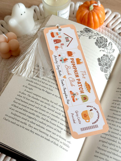 Pumpkin Patch Book Club Ticket Bookmark with Tassel