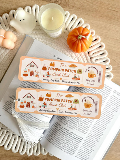 Pumpkin Patch Book Club Ticket Bookmark with Tassel