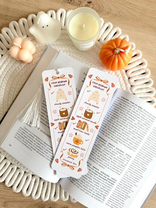 Cosy Reading Checklist Bookmark with Tassel
