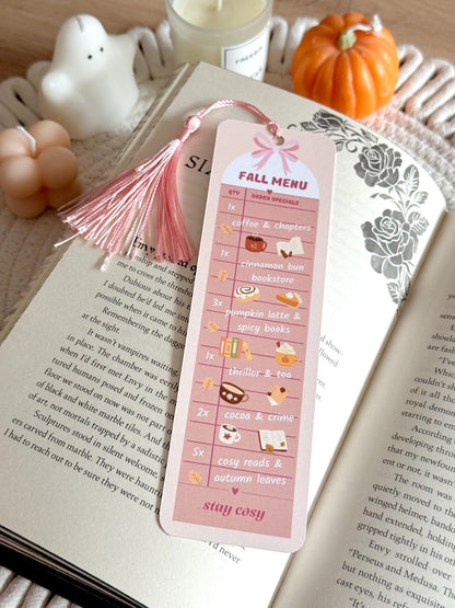 Fall Menu Bookmark with Tassel