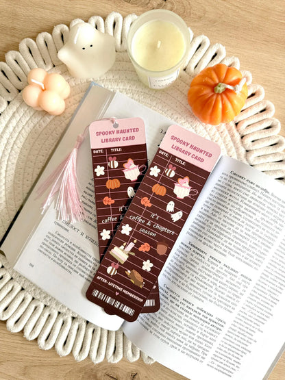 Haunted Library Card Bookmark with Tassel