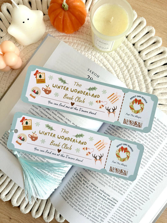 Winter Wonderland Book Club Ticket Bookmark with Tassel