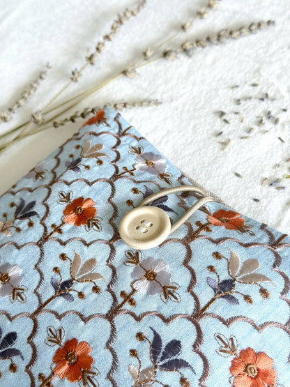 Embroidered Sky Blue Book Sleeve