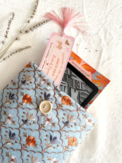 Embroidered Sky Blue Book Sleeve