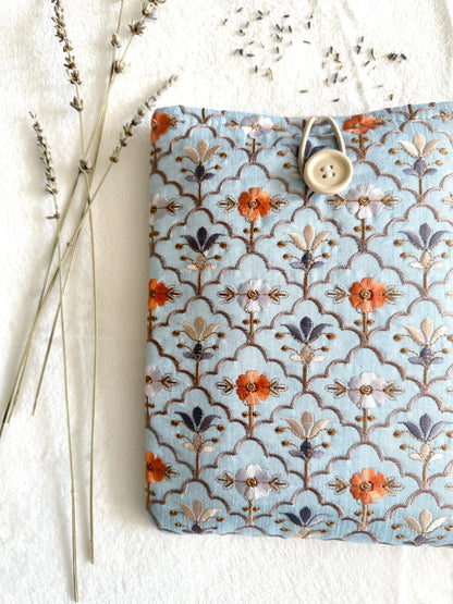 Embroidered Sky Blue Book Sleeve