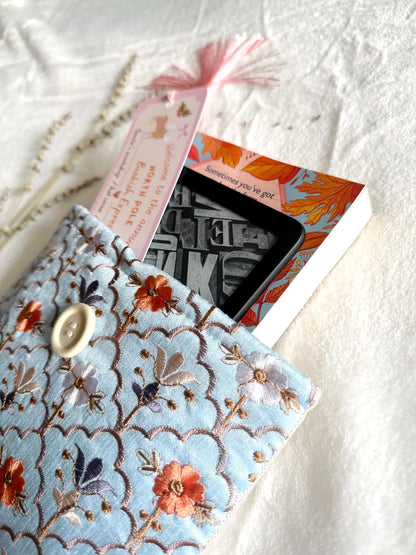 Embroidered Sky Blue Book Sleeve