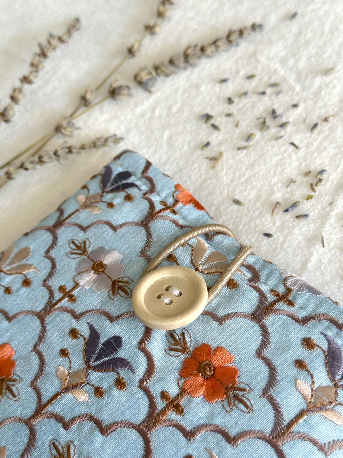 Embroidered Blue Autumn E-Reader Sleeve