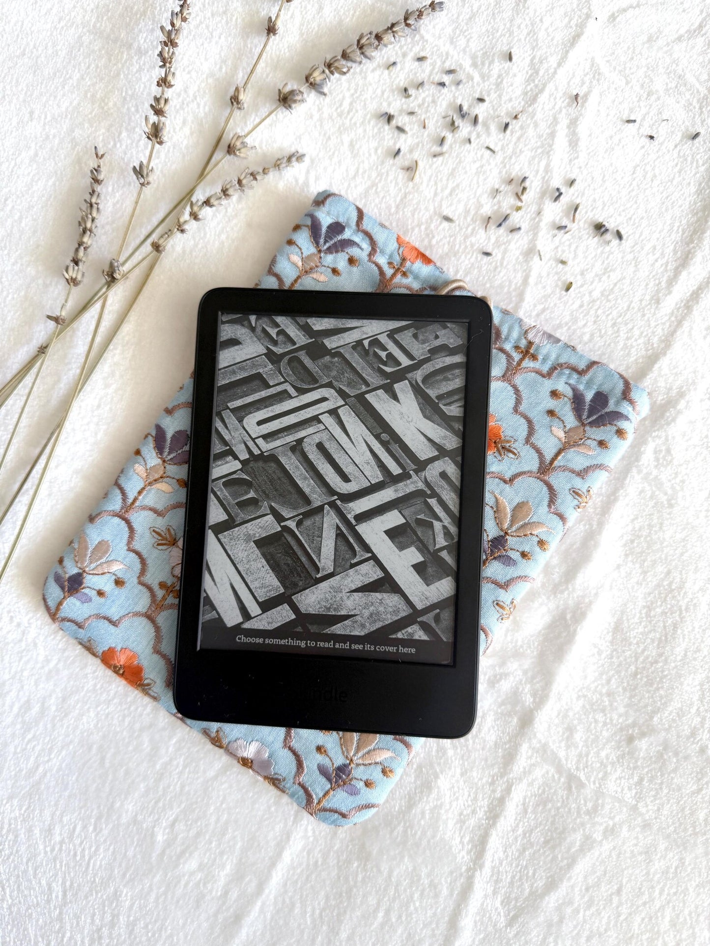 Embroidered Blue Autumn E-Reader Sleeve