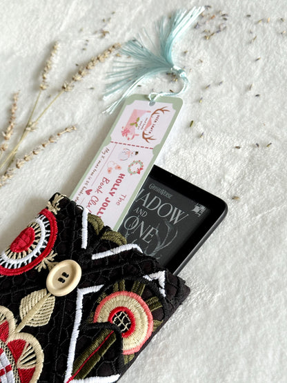 Embroidered Black Heart E-Reader Sleeve