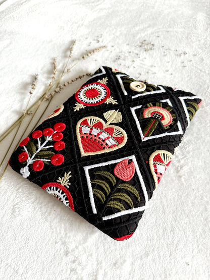 Embroidered Black Floral Book Sleeve