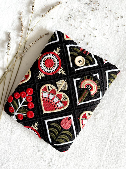 Embroidered Black Floral Book Sleeve
