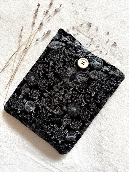 Embroidered Black Floral Book Sleeve