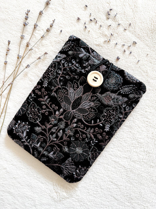 Embroidered Silver Floral E-Reader Sleeve