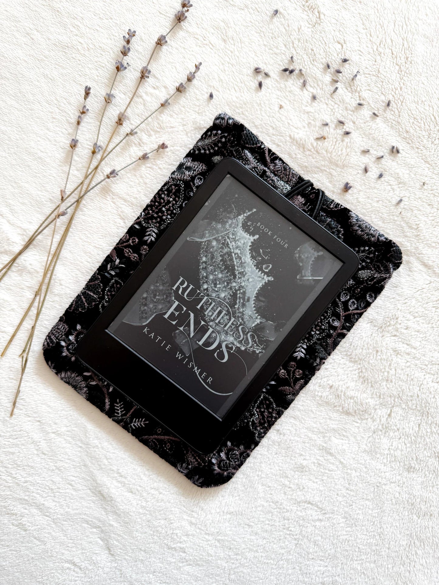 Embroidered Silver Floral E-Reader Sleeve