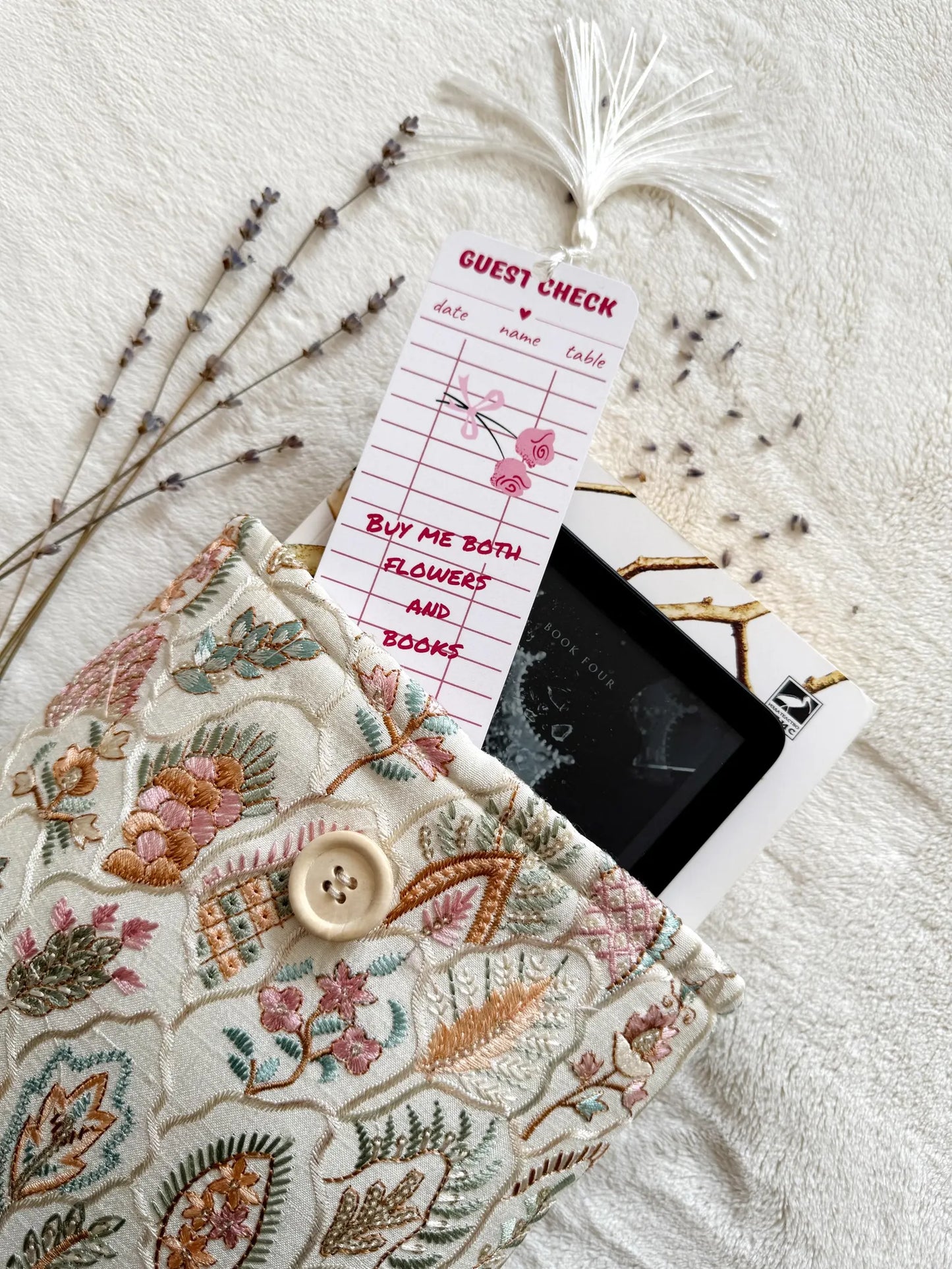 Embroidered Tropical Book Sleeve