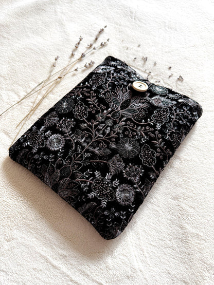 Embroidered Black Floral Book Sleeve