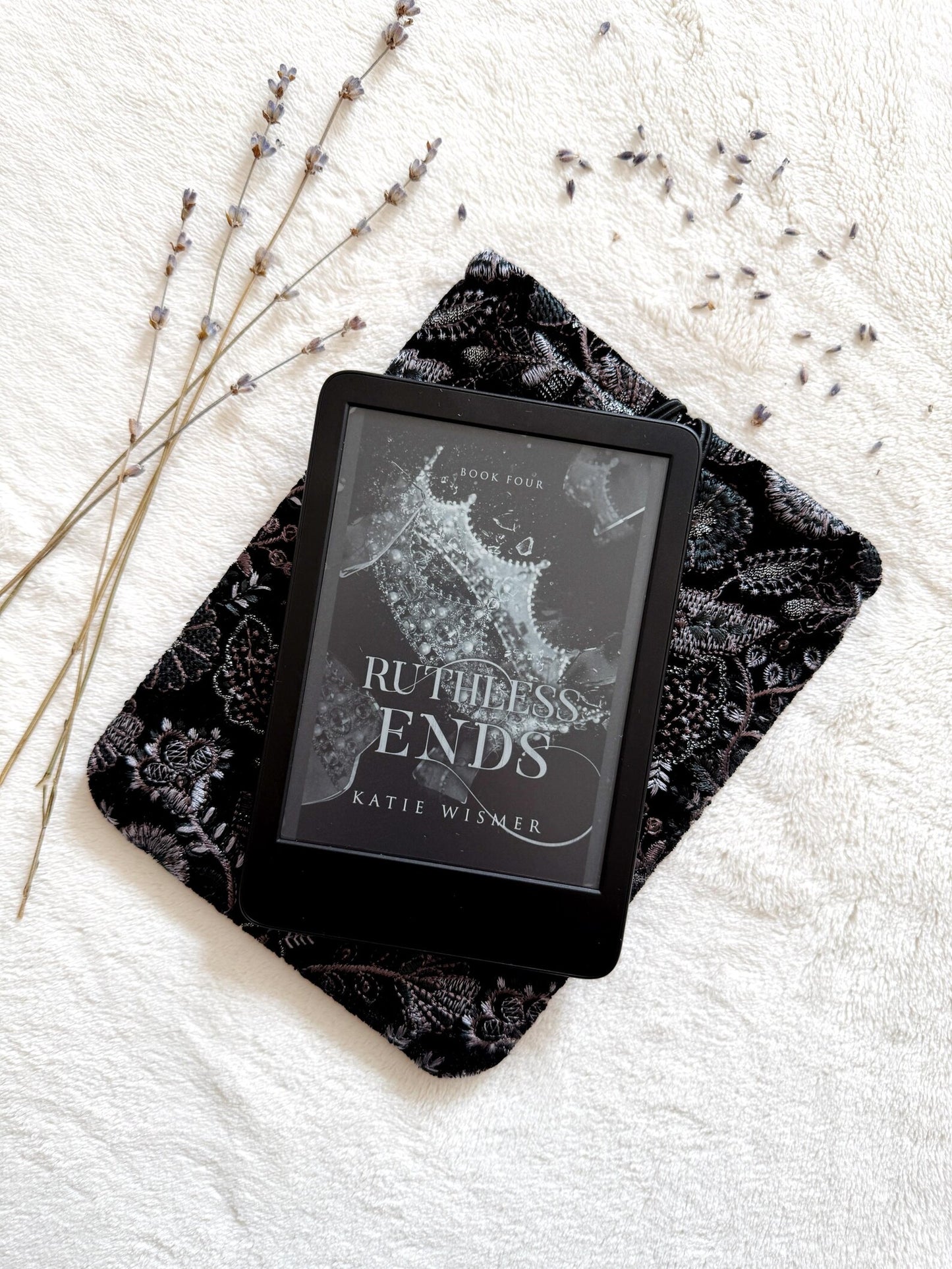 Embroidered Silver Floral E-Reader Sleeve