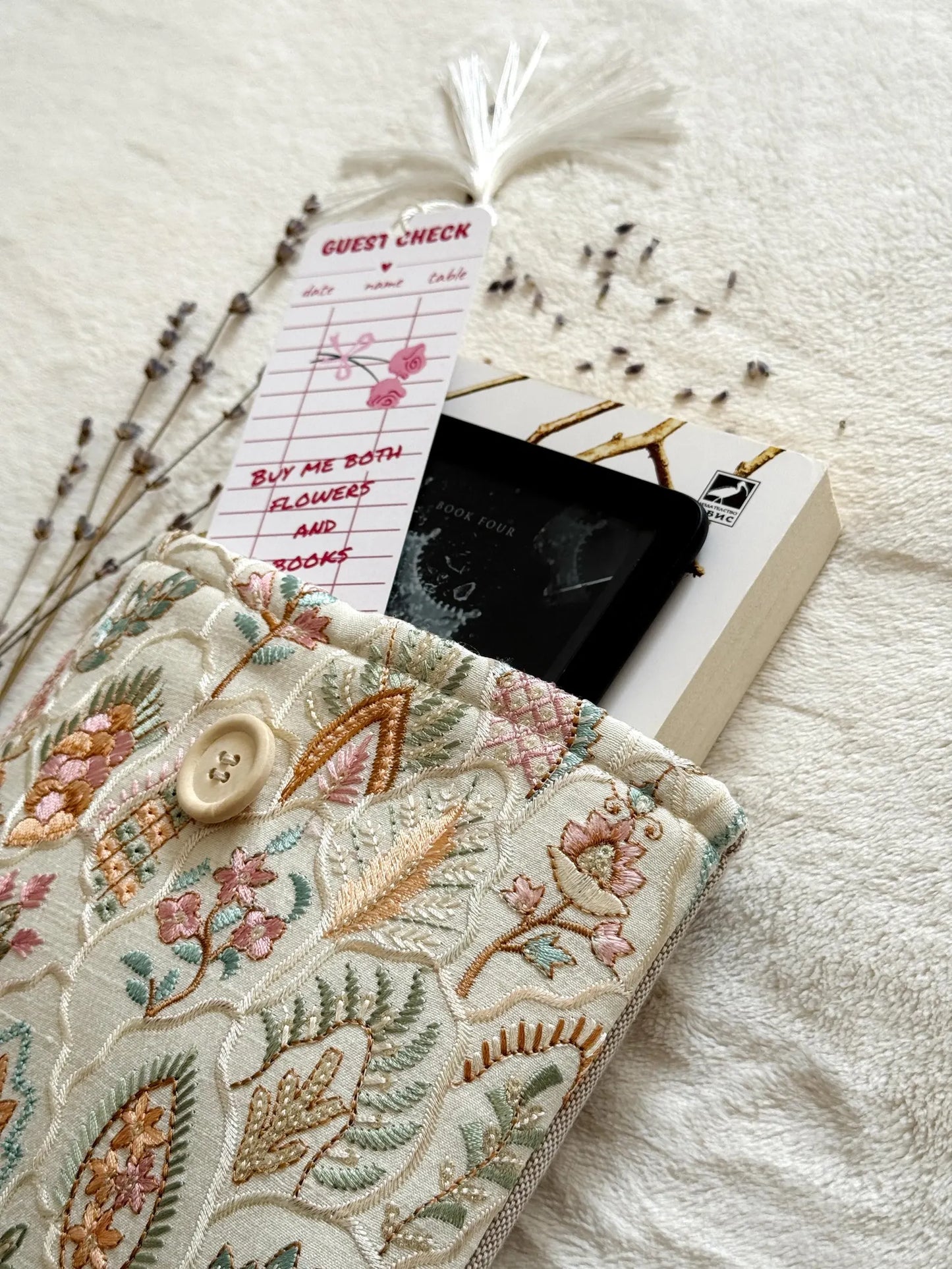 Embroidered Tropical Book Sleeve