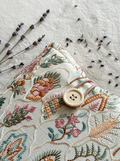 Embroidered Tropical Book Sleeve
