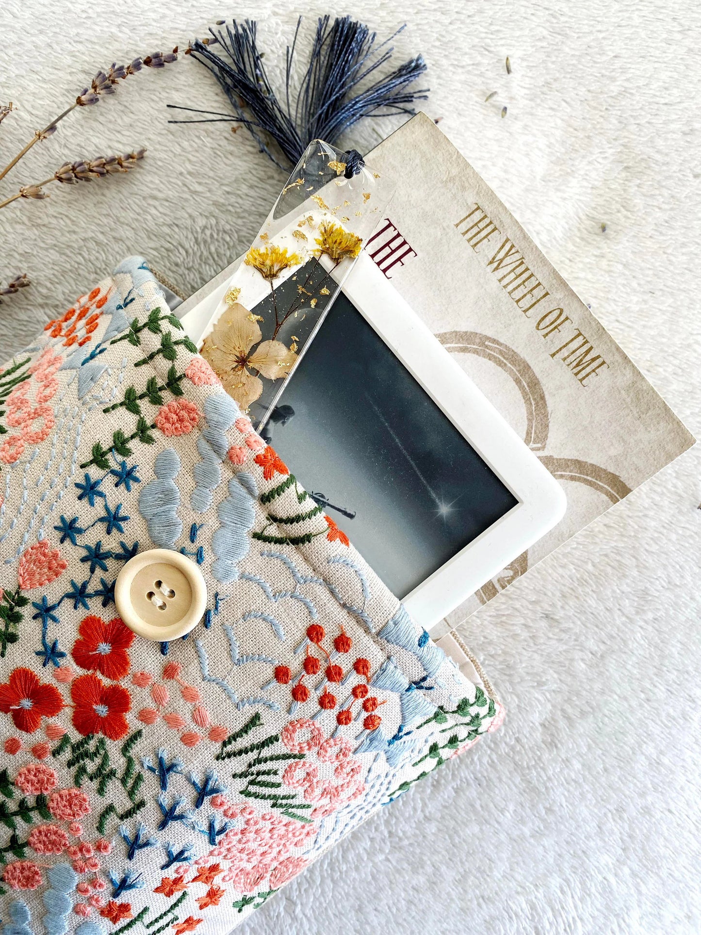 Embroidered Floral Book Sleeve
