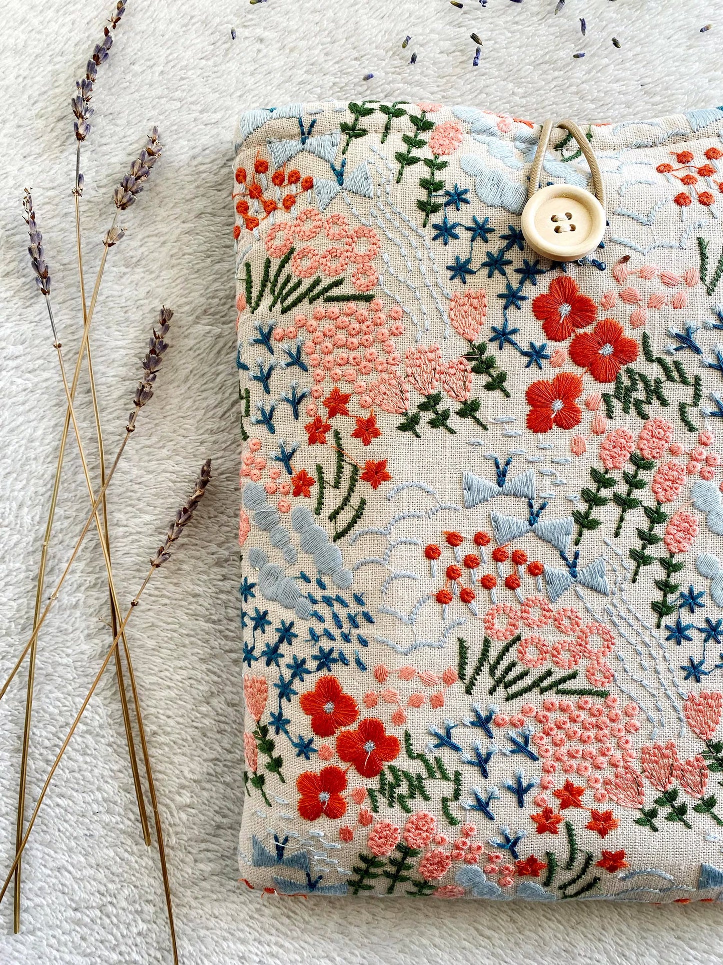 Embroidered Floral Book Sleeve