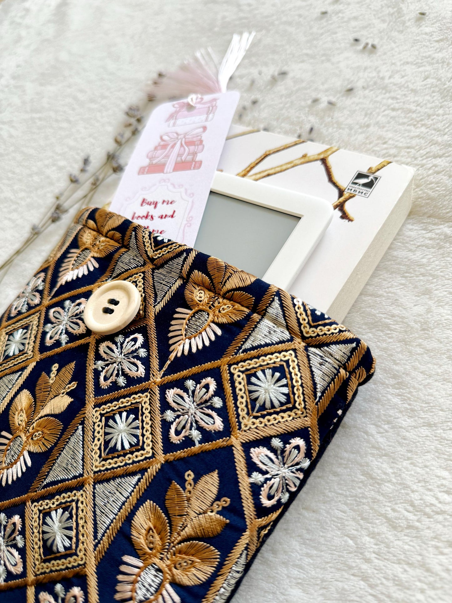 Embroidered Gold Book Sleeve