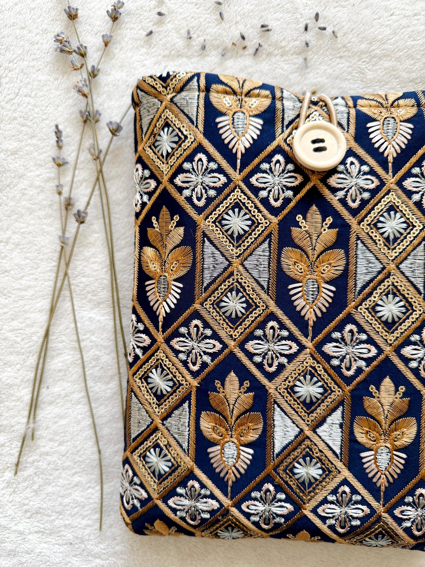 Embroidered Gold Book Sleeve