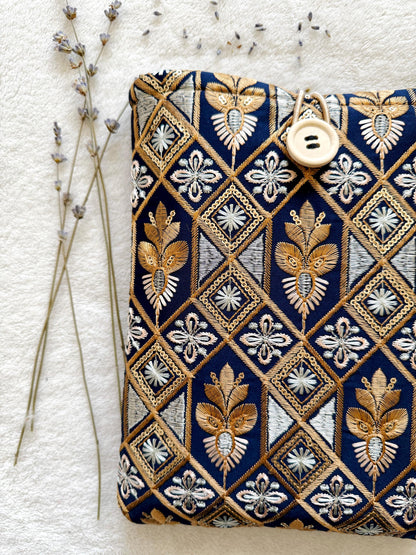 Embroidered Gold Book Sleeve