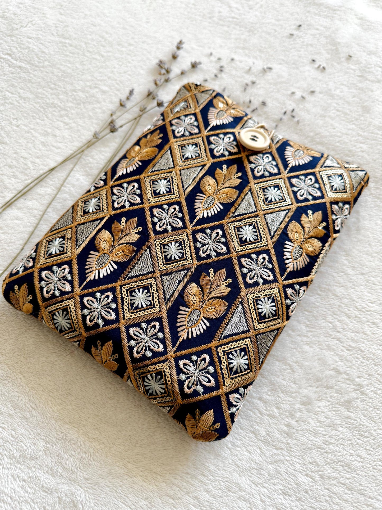 Embroidered Gold Book Sleeve