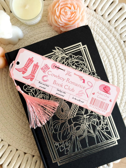 Cowboy Romance Book Club Ticket Bookmark with Tassel