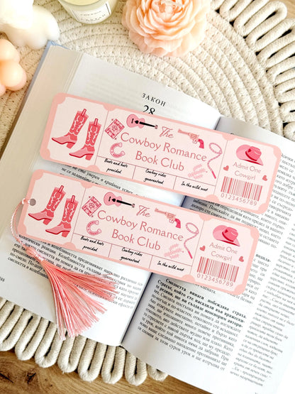 Cowboy Romance Book Club Ticket Bookmark with Tassel