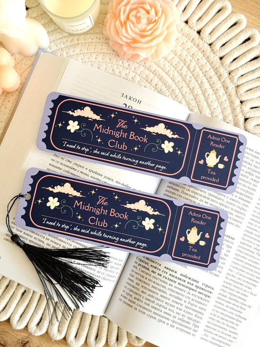 Midnight Book Club Ticket Bookmark with Tassel