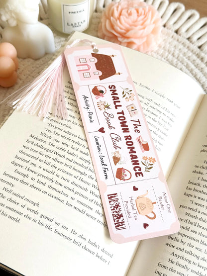 Small Town Romance Book Club Ticket Bookmark with Tassel