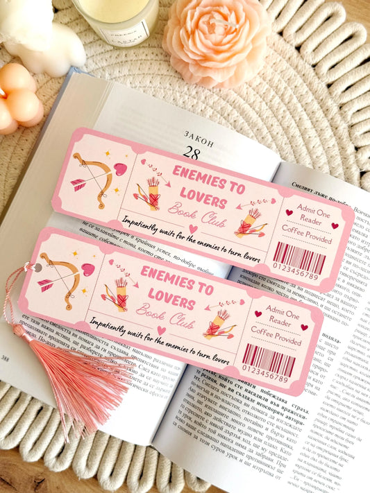 Enemies to Lovers Book Club Ticket Bookmark with Tassel