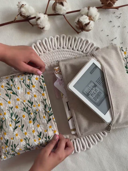 Embroidered Daisy Double Book Sleeve